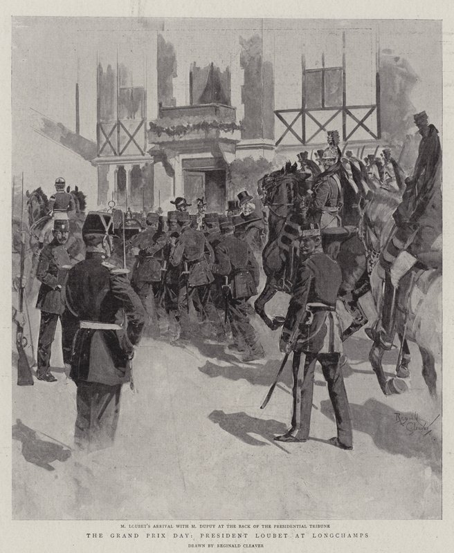 Le jour du Grand Prix, le Président Loubet à Longchamps (litho) - Reginald Thomas Cleaver