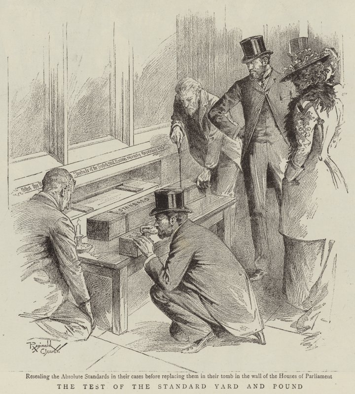 Le test du mètre et de la livre standard (lithographie) - Reginald Thomas Cleaver