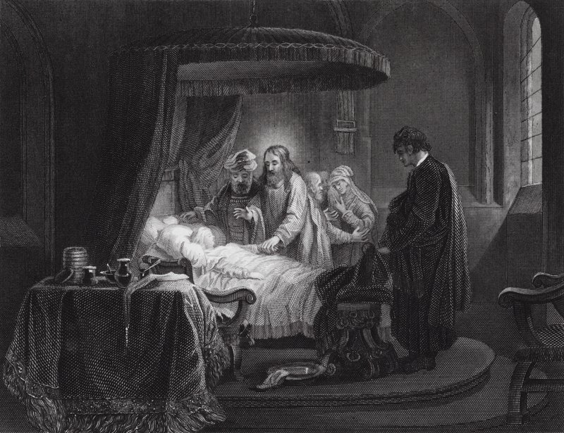 La résurrection de la fille de Jaïre, Marc, Ch V, vs 35, 42 - Rembrandt Harmensz. van Rijn (after)