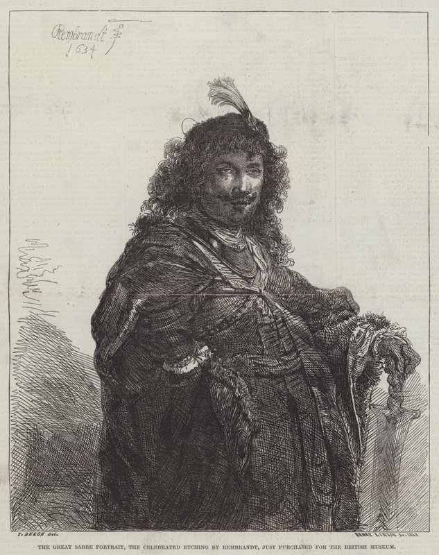 Le Grand Portrait au Sabre, la Gravure Célèbre - Rembrandt van Rijn