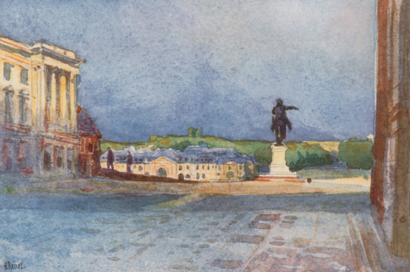 Cour royale, avec statue de Louis XIV, Versailles - Rene Binet