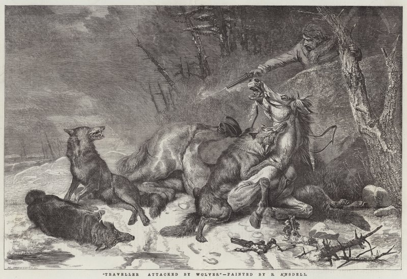 Voyageur attaqué par des loups - Richard Ansdell