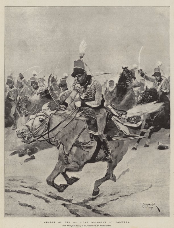 Charge des 7ème Dragons Légers à Corunna - Richard Caton Woodville junior