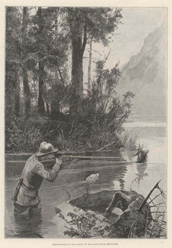 Chasse au cerf dans la forêt des montagnes Adirondack - Richard Caton Woodville junior