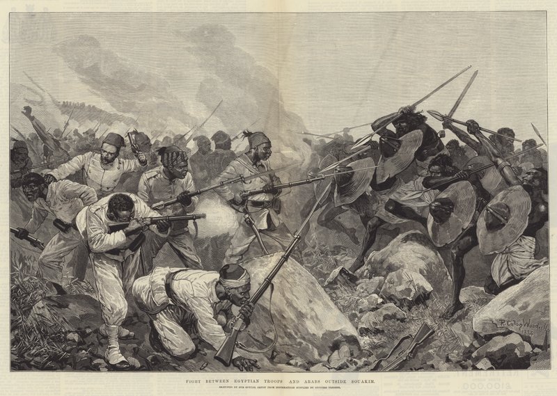 Combat entre les troupes égyptiennes et les Arabes à l