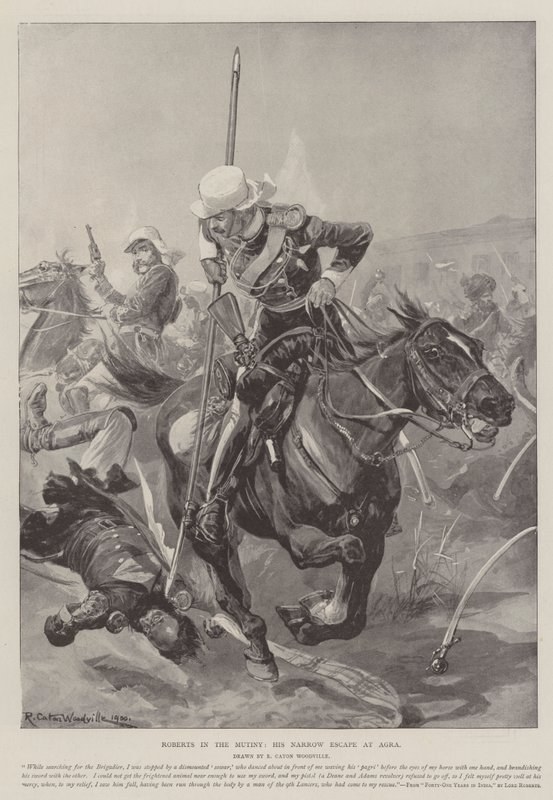 Roberts dans la Mutinerie, son Évasion Étroite à Agra - Richard Caton Woodville junior
