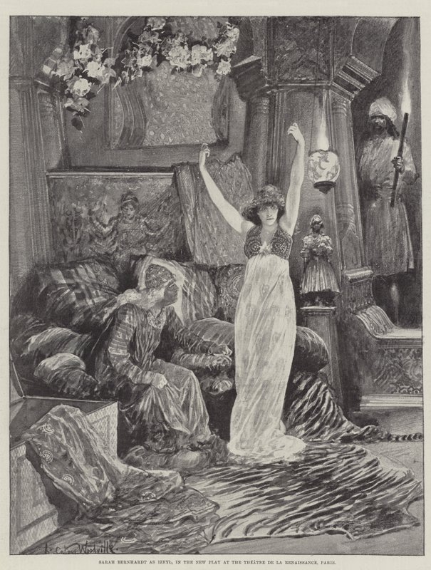 Sarah Bernhardt en Izeyl, dans la Nouvelle Pièce au Théâtre de la Renaissance, Paris - Richard Caton Woodville junior
