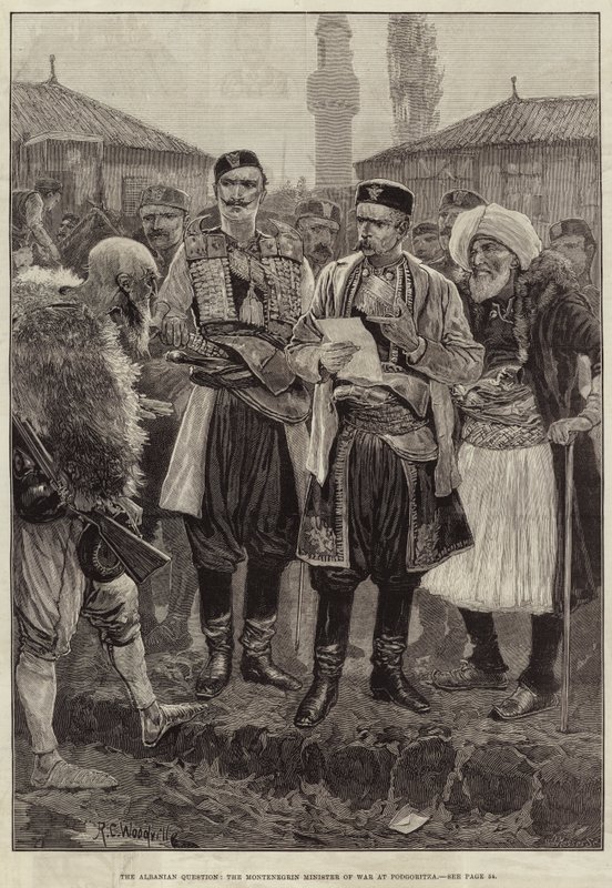 La question albanaise, le ministre de la guerre monténégrin à Podgoritza - Richard Caton Woodville junior