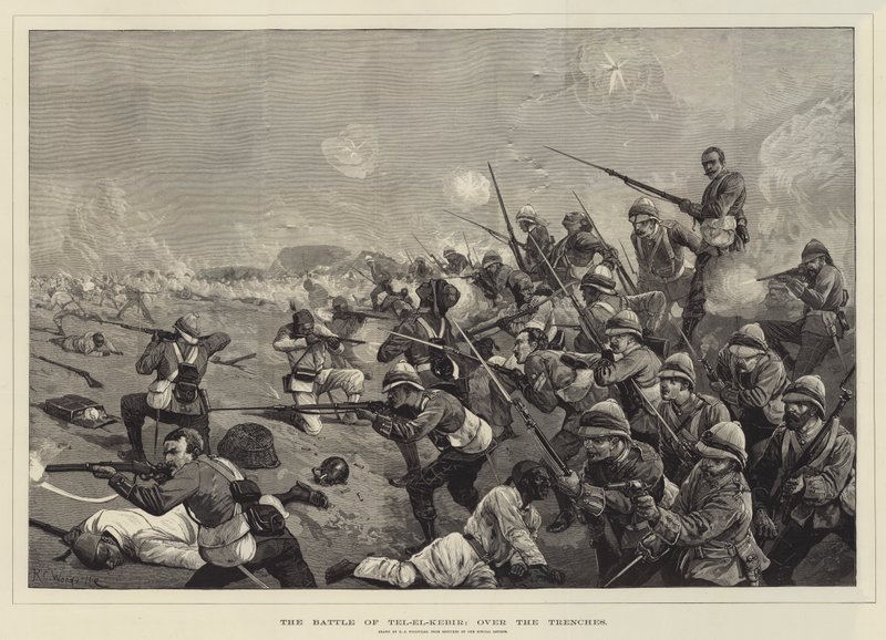La Bataille de Tel-el-Kebir, au-dessus des tranchées - Richard Caton Woodville junior
