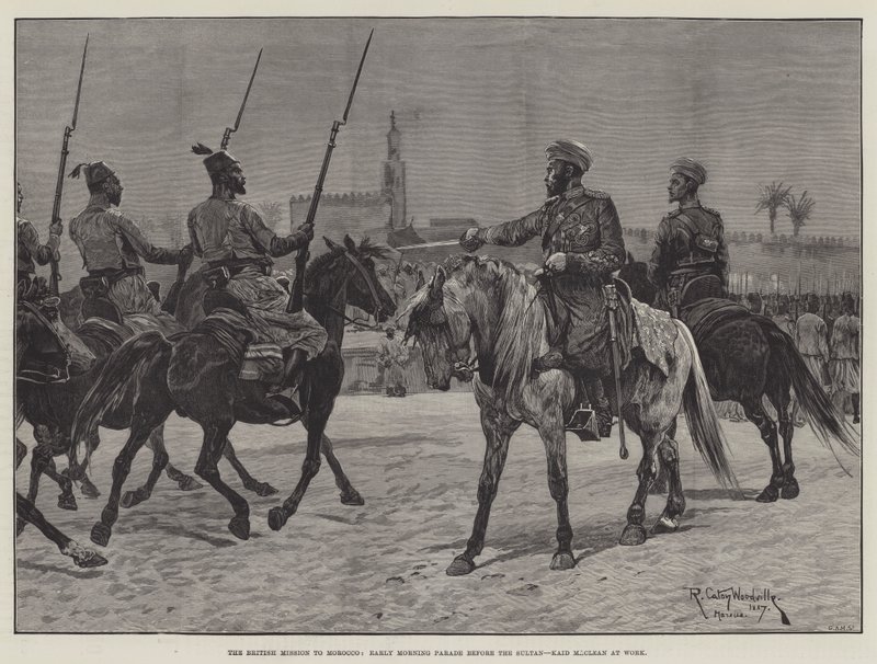 La mission britannique au Maroc, parade matinale devant le sultan, Kaid Maclean au travail - Richard Caton Woodville junior