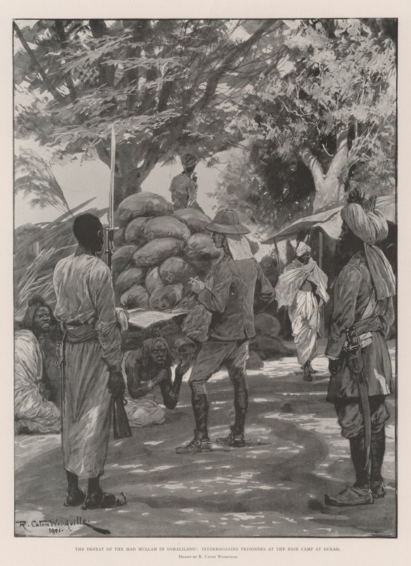 La défaite du Mad Mullah en Somalie, interrogatoire des prisonniers au camp de base à Burao - Richard Caton Woodville junior