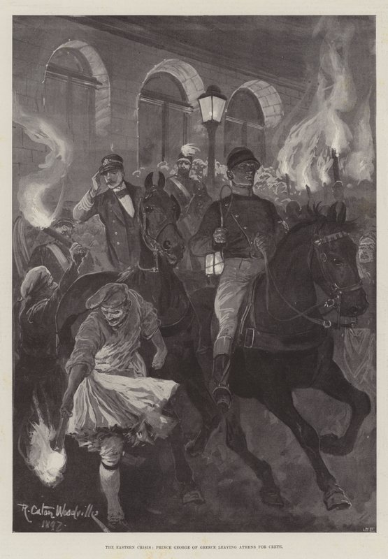 La crise orientale, le prince George de Grèce quittant Athènes pour la Crète - Richard Caton Woodville junior