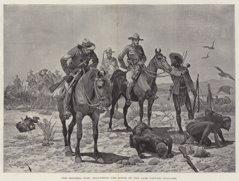 La guerre des Matabili, suivant la piste du défunt capitaine Williams - Richard Caton Woodville junior