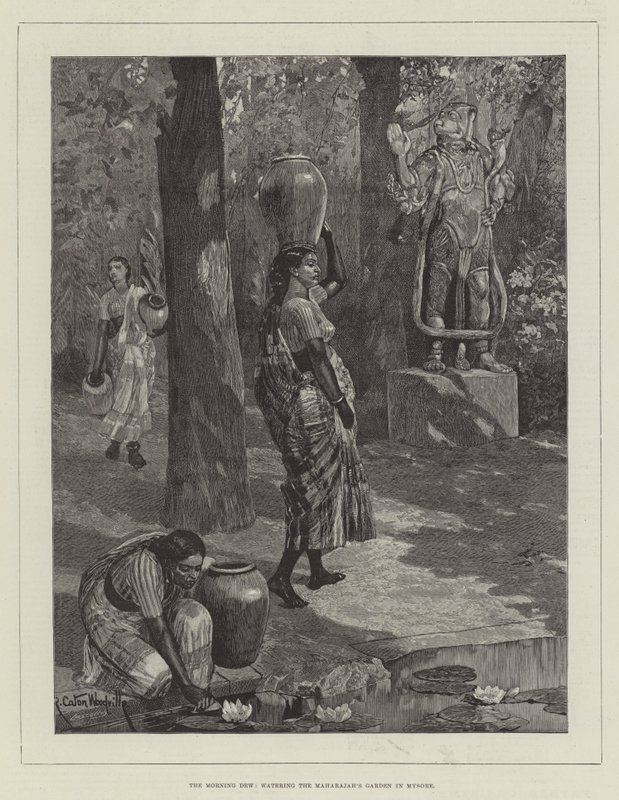 La rosée du matin, arrosant le jardin du Maharajah à Mysore - Richard Caton Woodville junior