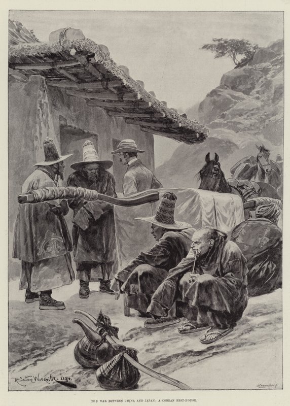 La guerre entre la Chine et le Japon, une maison de repos coréenne - Richard Caton Woodville junior