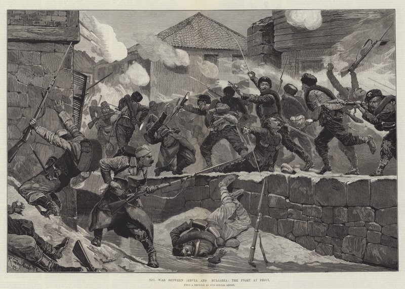 La guerre entre la Serbie et la Bulgarie, le combat à Pirot - Richard Caton Woodville junior