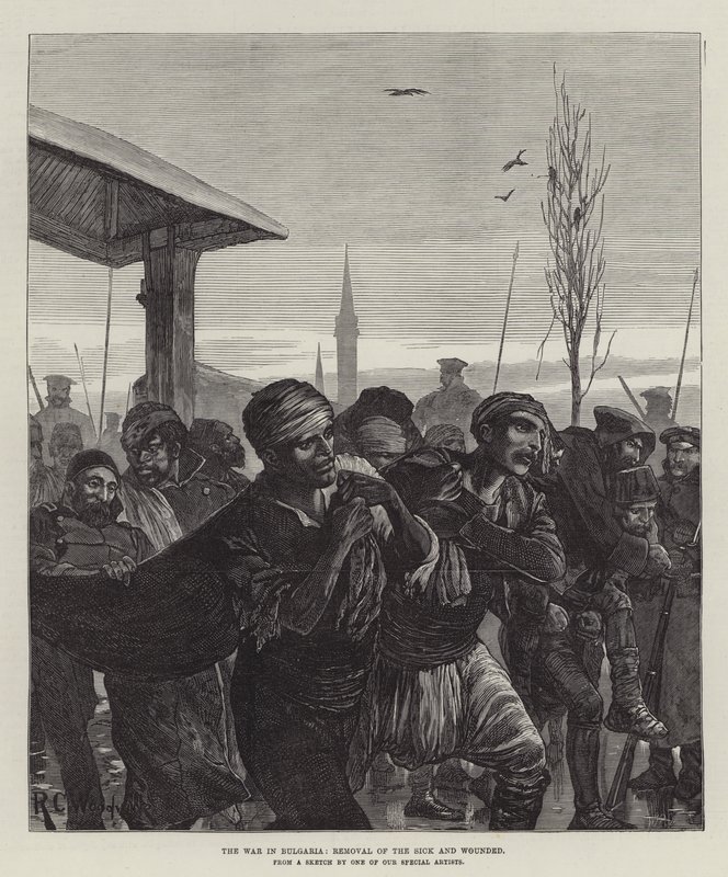 La guerre en Bulgarie, évacuation des malades et des blessés - Richard Caton Woodville junior