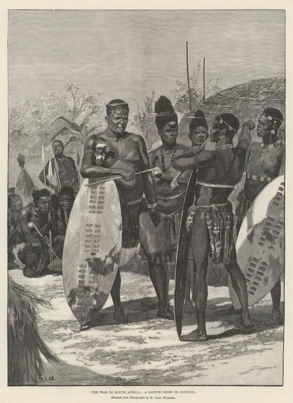 La Guerre en Afrique du Sud, un Chef indigène en Conseil - Richard Caton Woodville junior