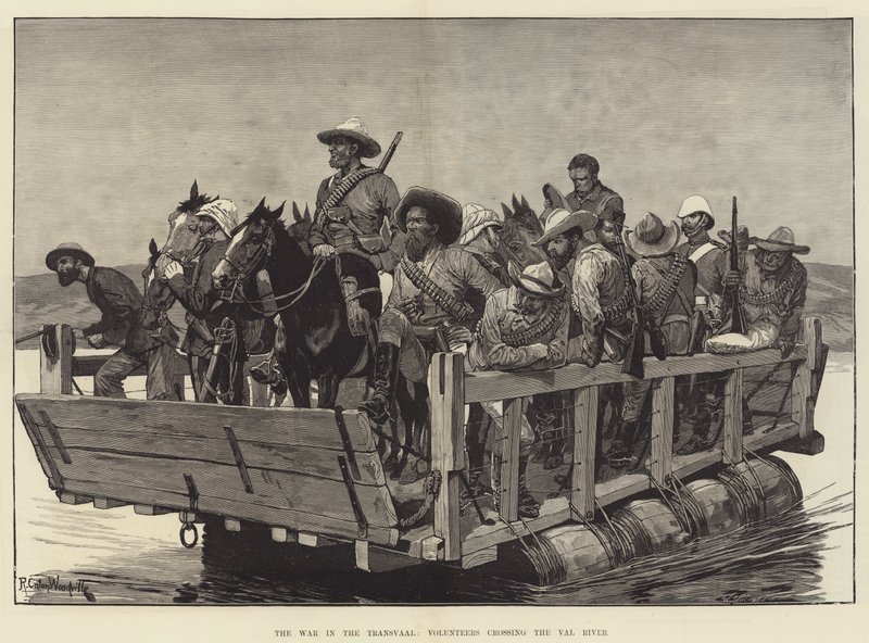 La guerre du Transvaal, les volontaires traversant la rivière Val - Richard Caton Woodville junior