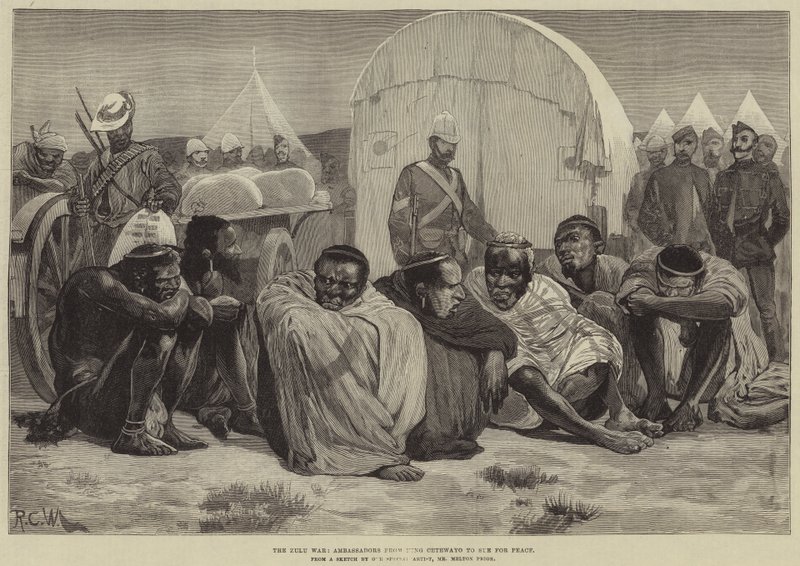 La guerre zouloue, ambassadeurs du roi Cetewayo pour demander la paix - Richard Caton Woodville junior