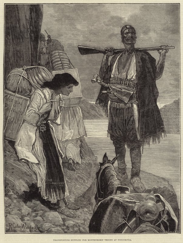 Transport de fournitures pour les troupes monténégrines à Podgoritza - Richard Caton Woodville junior