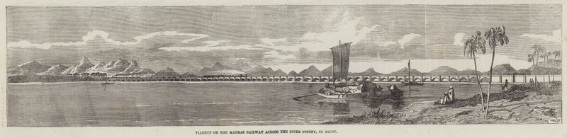 Viaduc sur le chemin de fer de Madras traversant la rivière Poiney, à Arcot - Richard Principal Leitch