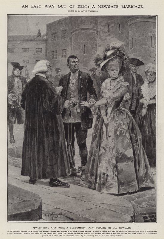 Une solution facile pour sortir de la dette : un mariage à Newgate (litho) - Richard Caton II (after) Woodville