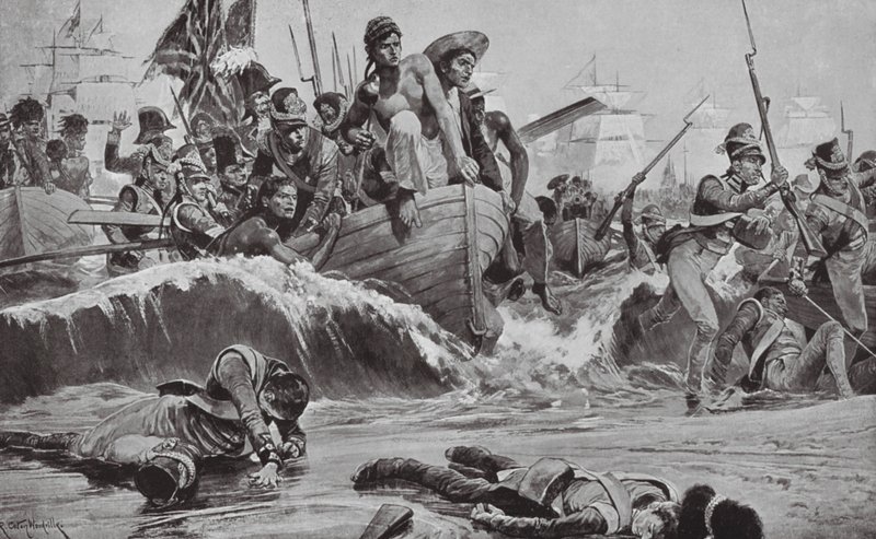 Les troupes britanniques forcent un débarquement à la baie d