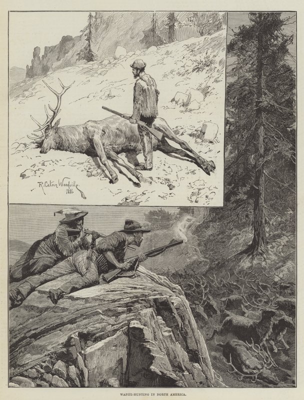 Chasse au wapiti en Amérique du Nord - Richard Caton II (after) Woodville