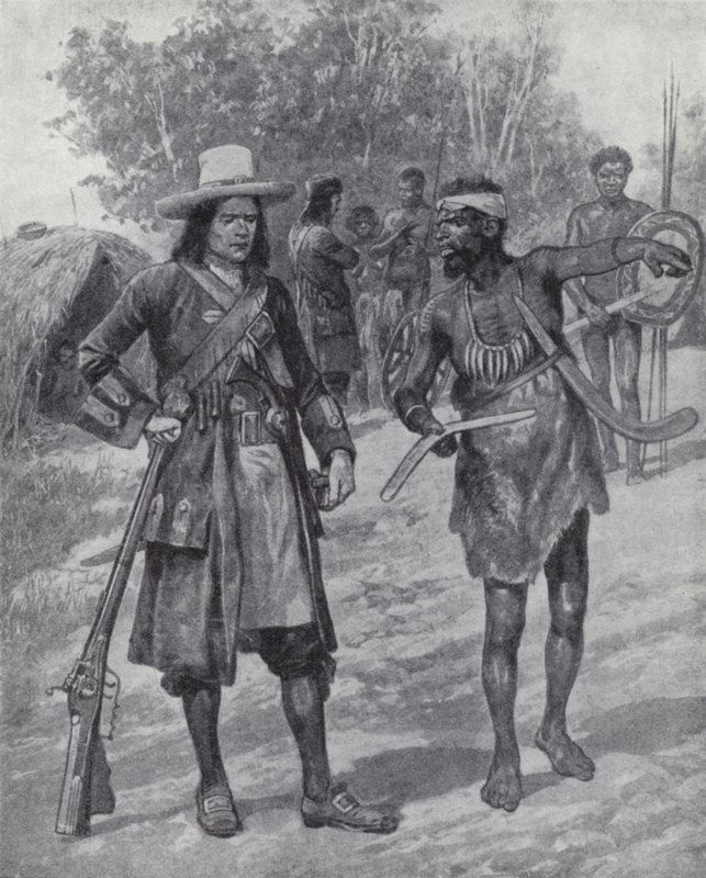 William Dampier avec un homme indigène lors de son exploration de l