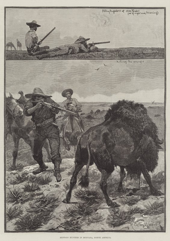Chasseurs de bisons au Montana, Amérique du Nord - Richard Caton Woodville junior