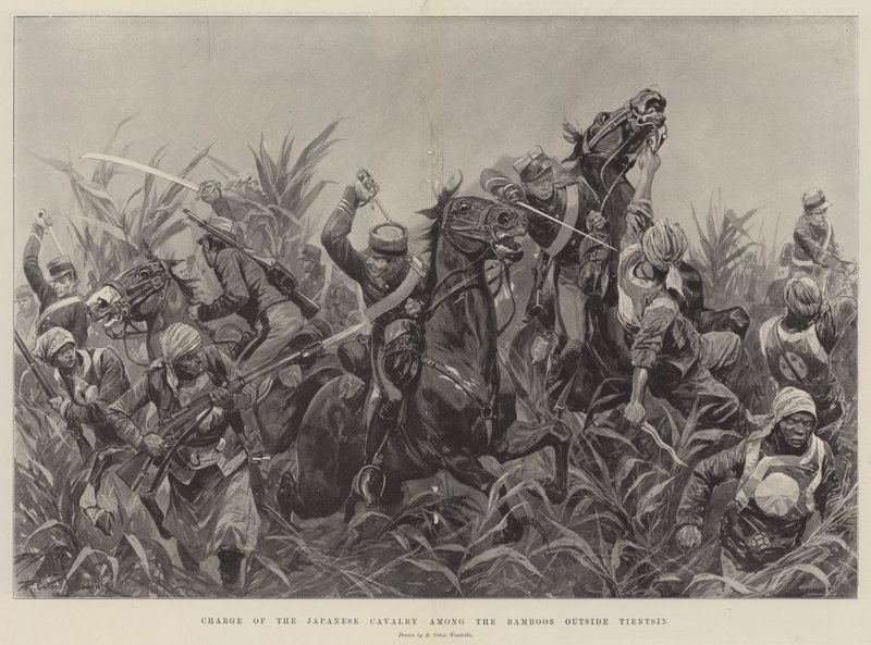 Charge de la cavalerie japonaise parmi les bambous à l