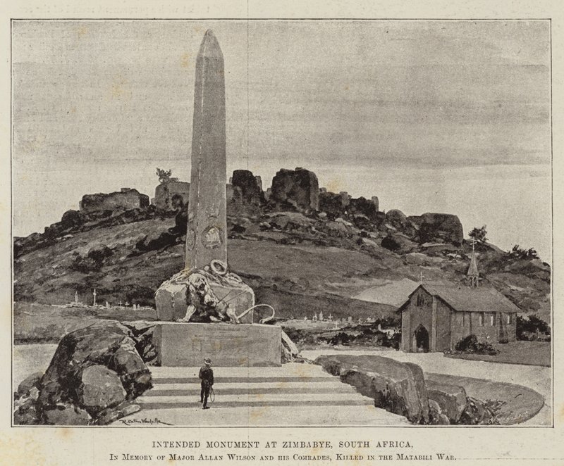 Monument prévu à Zimbabye, Afrique du Sud, en mémoire du Major Allan Wilson et de ses camarades, tués dans la guerre des Matabili - Richard Caton Woodville junior