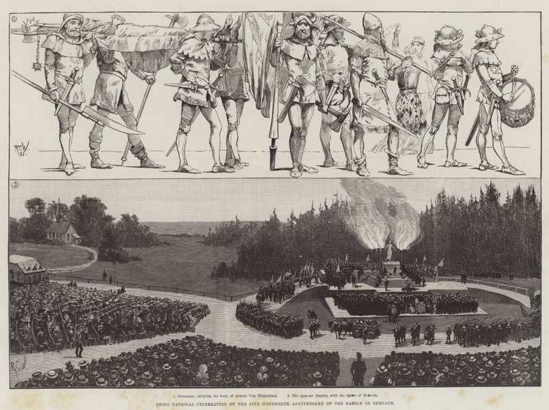 Célébration nationale suisse du cinq centième anniversaire de la bataille de Sempach - Richard Caton Woodville junior