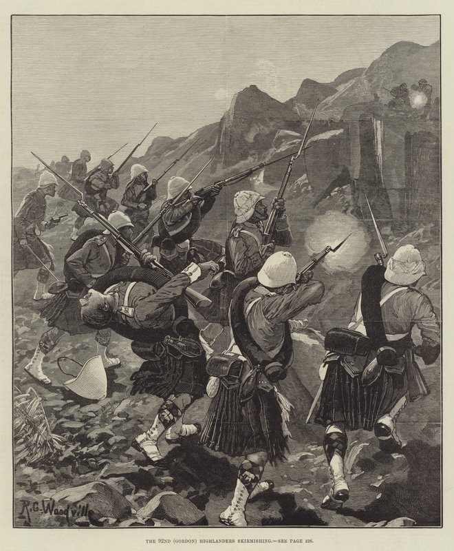 Les 92nd (Gordon) Highlanders en escarmouche - Richard Caton Woodville junior