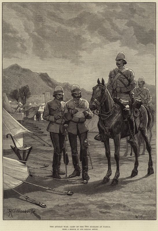 La guerre afghane, camp des 10e hussards à Dakka - Richard Caton Woodville junior