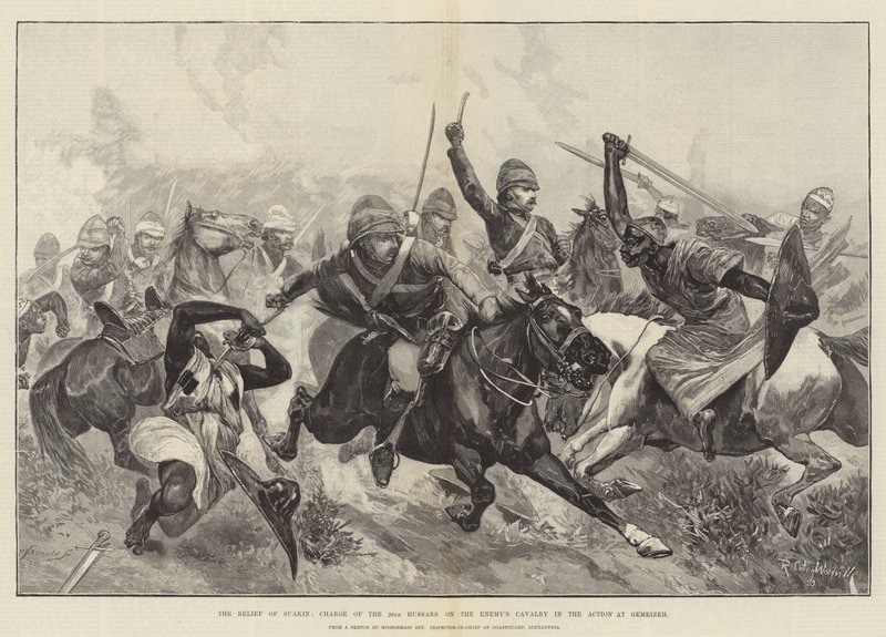 Le secours de Suakin, charge des 20e hussards sur la cavalerie ennemie lors de l