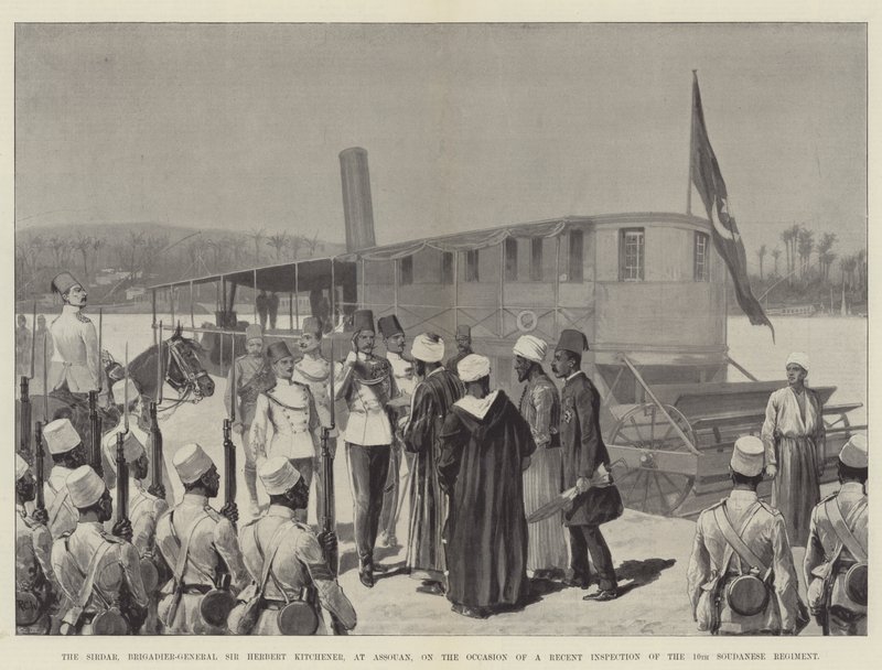 Le Sirdar, Brigadier-Général Sir Herbert Kitchener, à Assouan, lors d