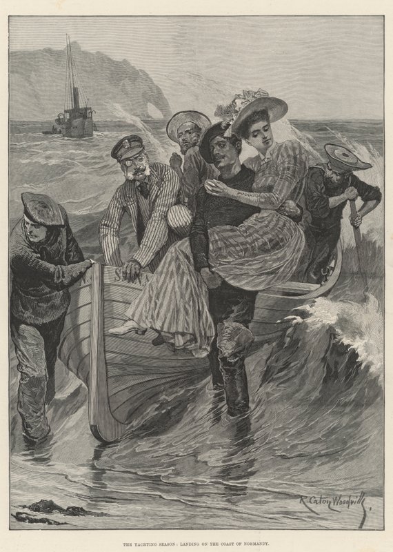 La saison de la navigation de plaisance, débarquement sur la côte de Normandie - Richard Caton Woodville junior