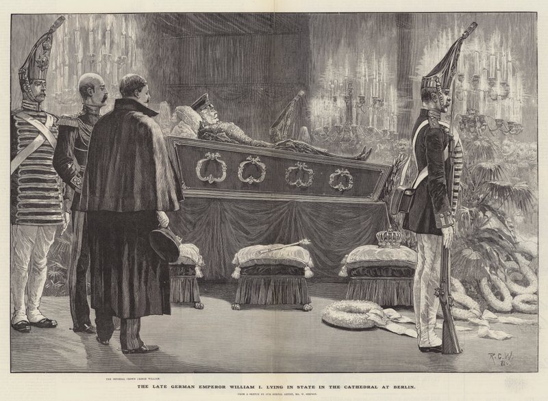 Le défunt empereur allemand Guillaume Ier en état dans la cathédrale de Berlin - Richard Caton Woodville junior