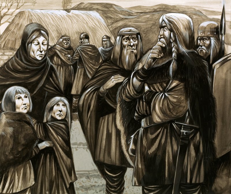 Enfants de familles anglo-saxonnes pauvres vendus comme esclaves (gouache sur papier) - Richard Hook
