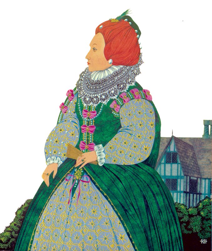 Reine Elizabeth I (lithographie couleur) - Richard Hook