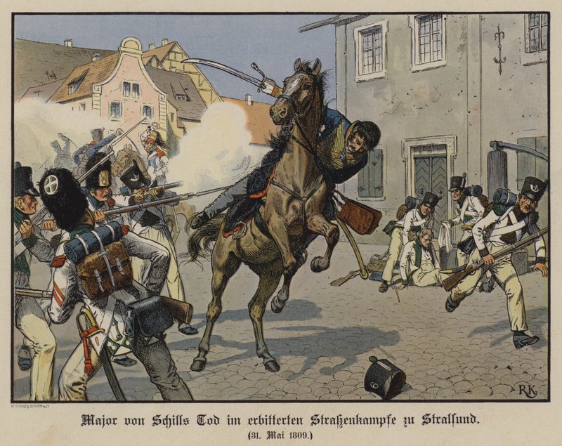 Mort du major von Schill dans une bataille de rue à Stralsund, le 31 mai 1809 - Richard Knotel