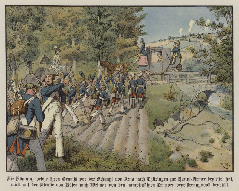 Les soldats prussiens saluent la reine Louise de Prusse alors qu
