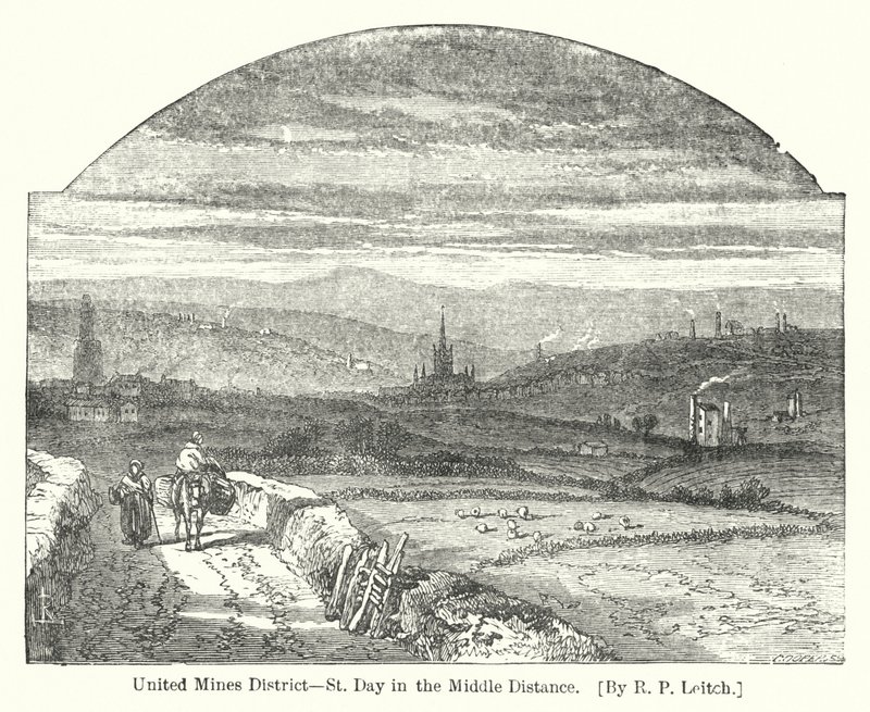 District des Mines Unies, St Day au loin (gravure) - Richard Principal (after) Leitch