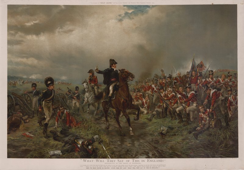 Que diront-ils de cela en Angleterre ? Wellington aux troupes à Waterloo - Robert Alexander Hillingford
