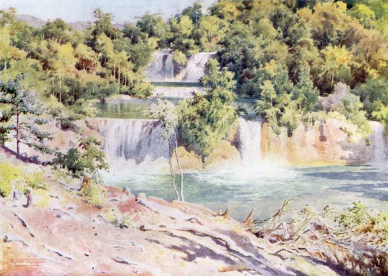 Les chutes de Man-pwe depuis le bungalow de la compagnie ferroviaire - Robert George Talbot Kelly