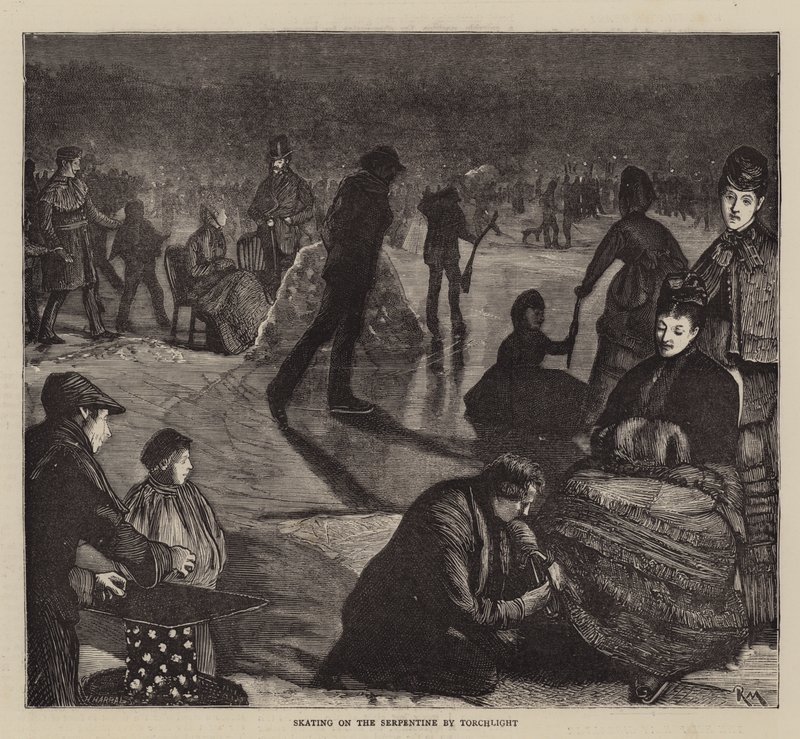 Patinage sur la Serpentine à la lumière des torches - Robert Walker Macbeth