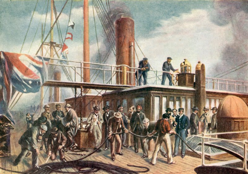 Le Great Eastern récupérant le câble atlantique perdu - Robert (after) Dudley