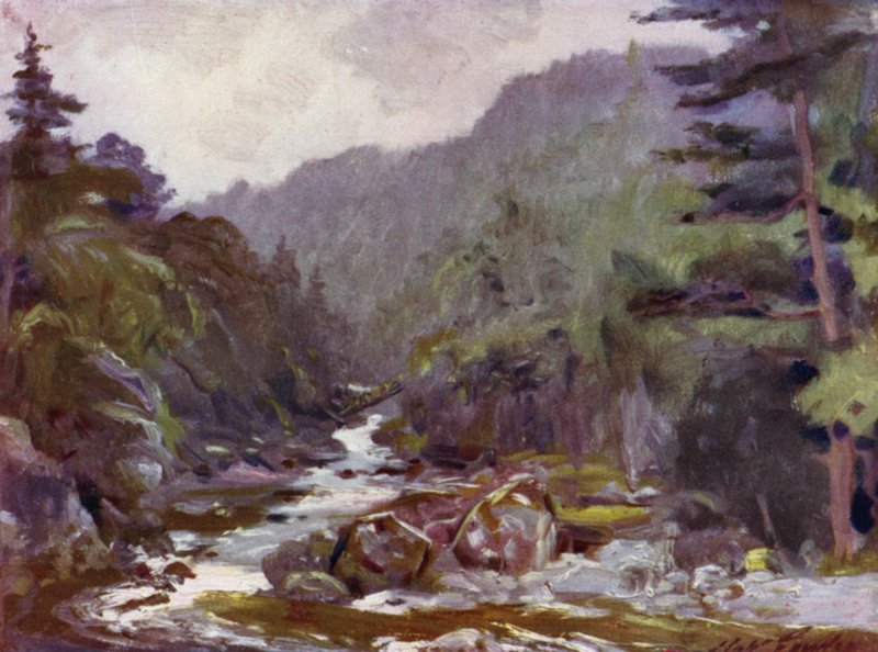 Pont du mineur sur la rivière Llugwy (lithographie en couleur) - Robert (after) Fowler